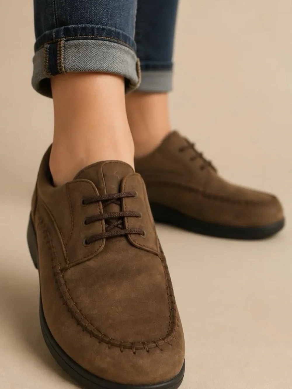 Mountain Breezes Brown Suede/Leather Lace-up Loafer